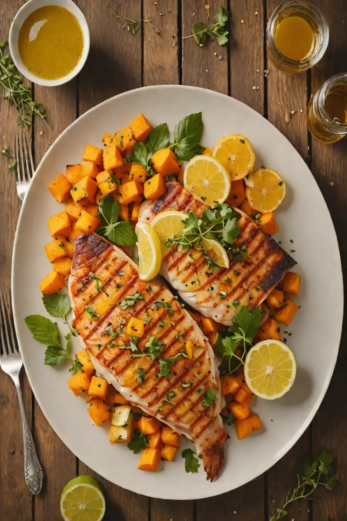 Grilled Fish & Sweet Potato